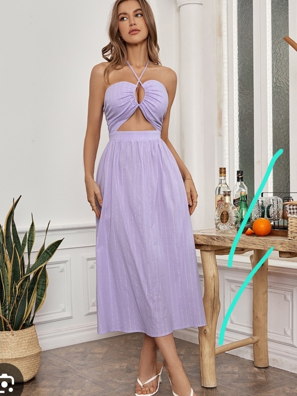 Cupshe Lavender Halter Cutout Midi Dress
